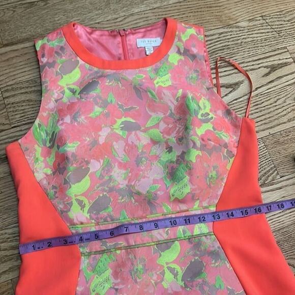 TED BAKER LONDON ABENONY NEON SHEATH DRESS SIZE 4 - Picture 6 of 11
